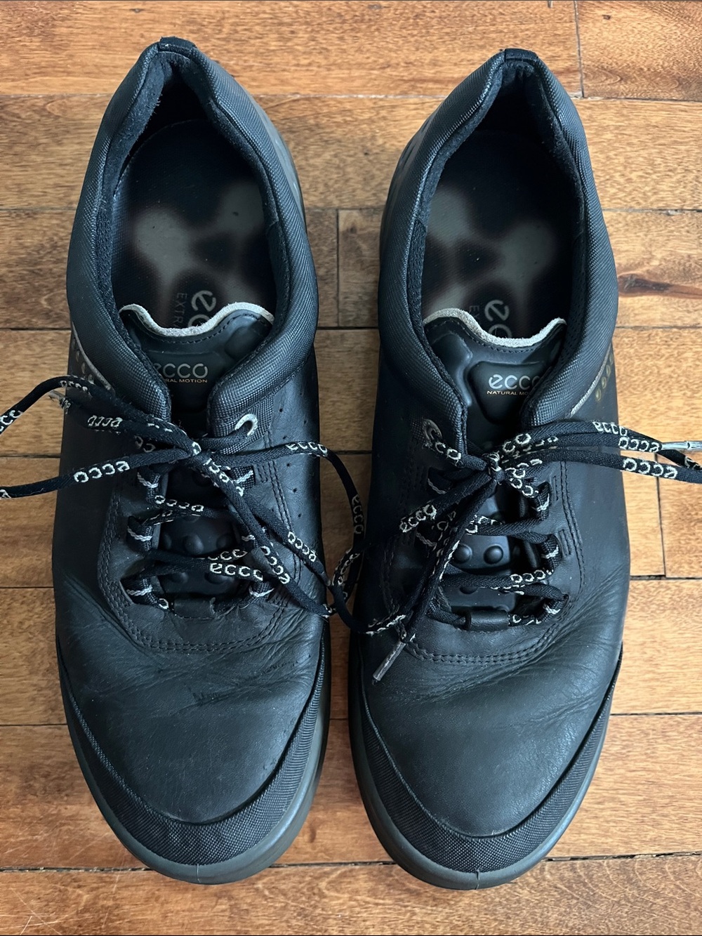 ECCO Natural Motion Hydromax Golf Shoes Black Leather Soft Spike Cleats - Picture 6 of 14